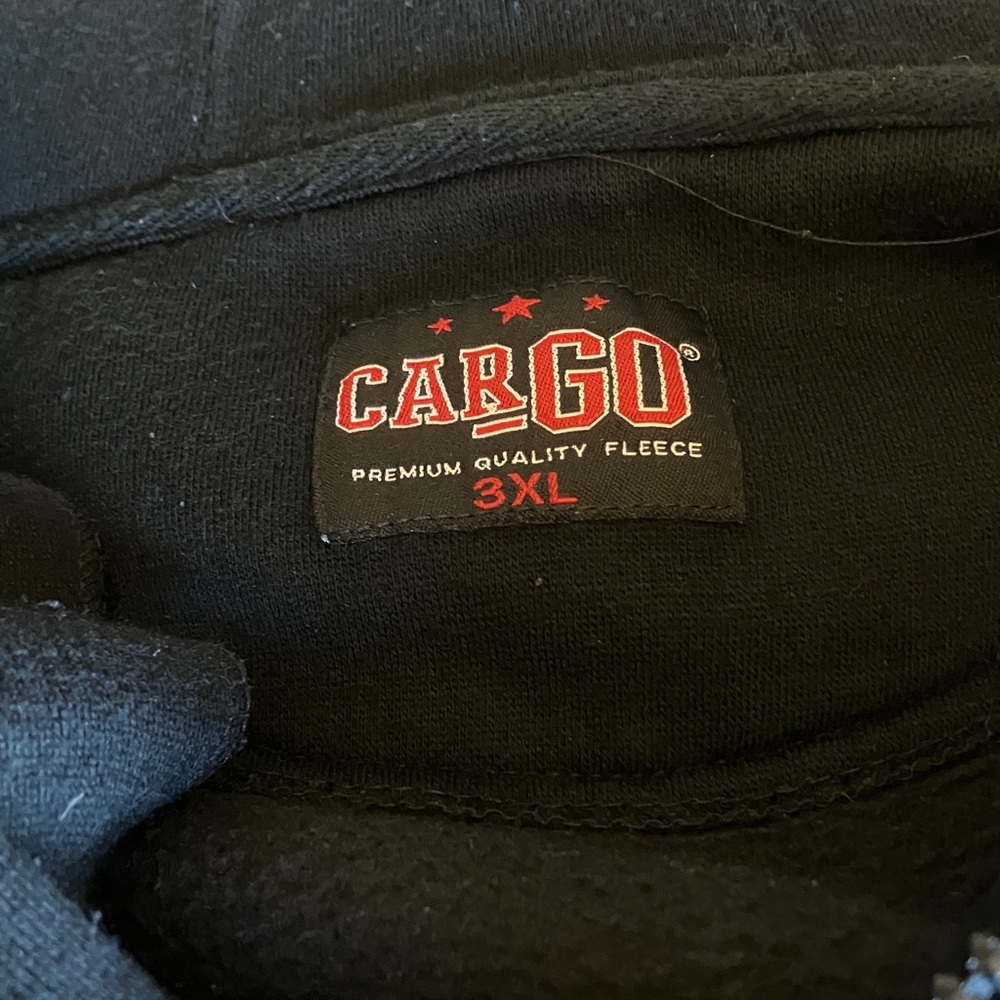 Men’s Warm XXXL Cargo Premium Black zippered, hooded sweatshirt